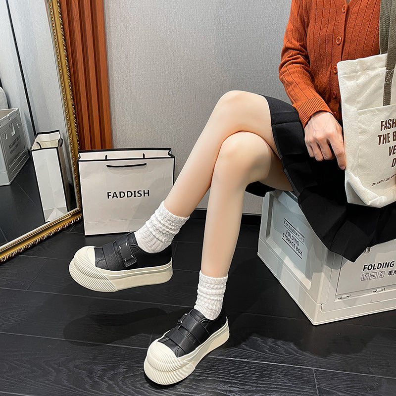 Women's Su Velcro Platform White Round Toe Casual Shoes