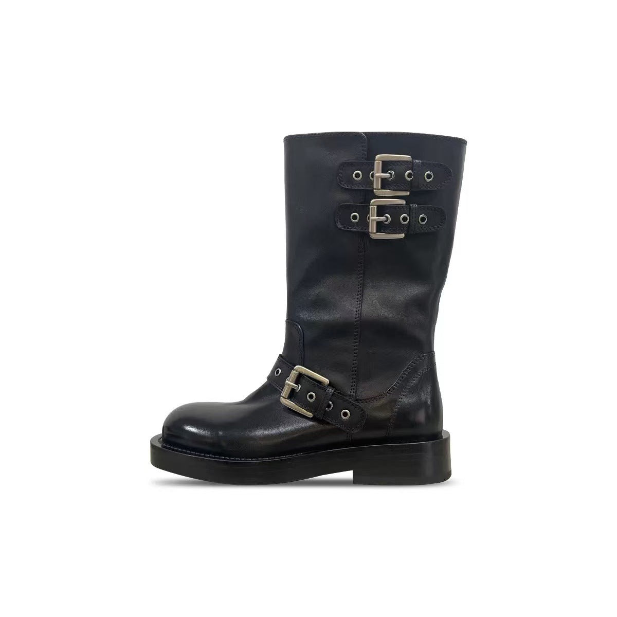 Women's Slimming Buckle Ankle For Raise The Bottom Skinny Women's Leather Boots