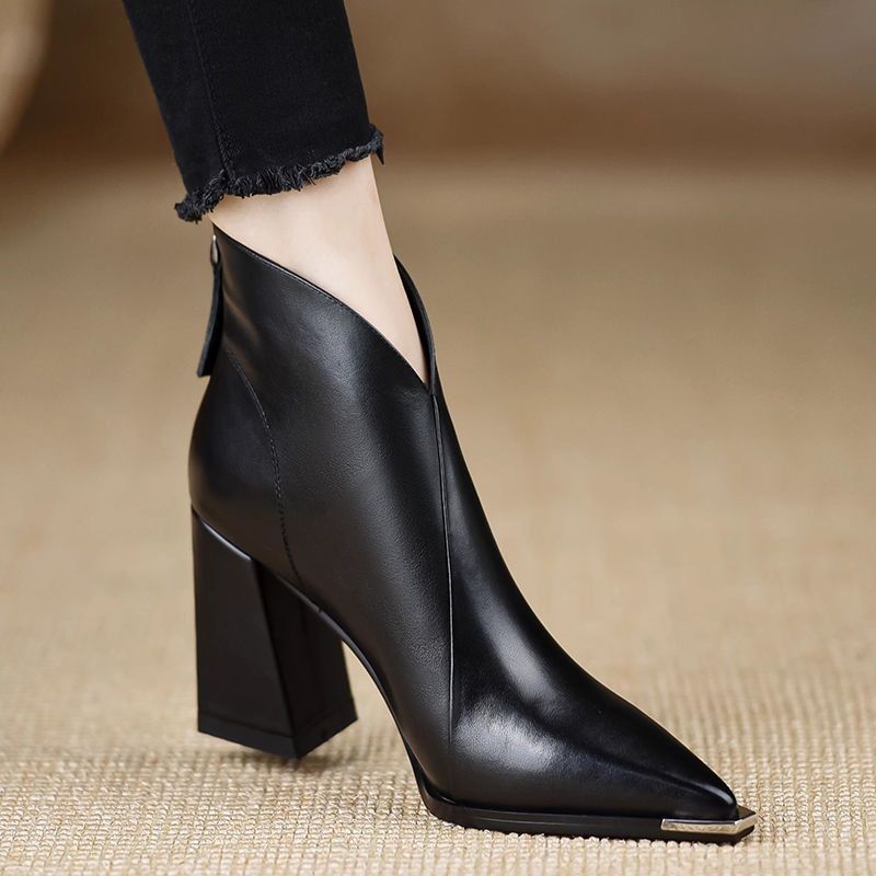 Women's Toe Chunky High Booties Veet Martin Women's Leather Boots