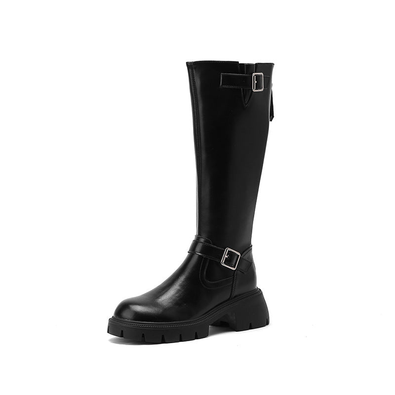 Women's Size Up To Knight Thick Legs High Leg Bottom Female Women's Leather Boots