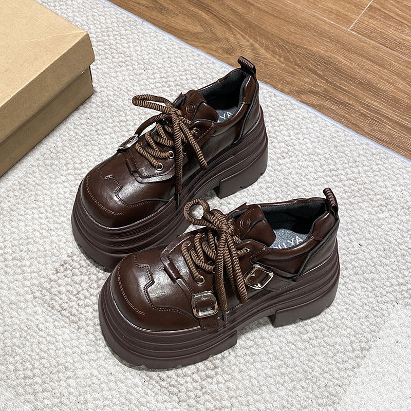 Women's European Goods Super Hot Platform British Style Belt Loafers
