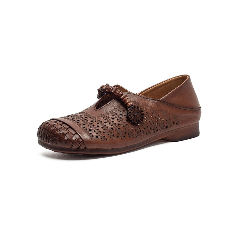 Classic Women's Retro Style Cowhide Comfortable Men's Shoes