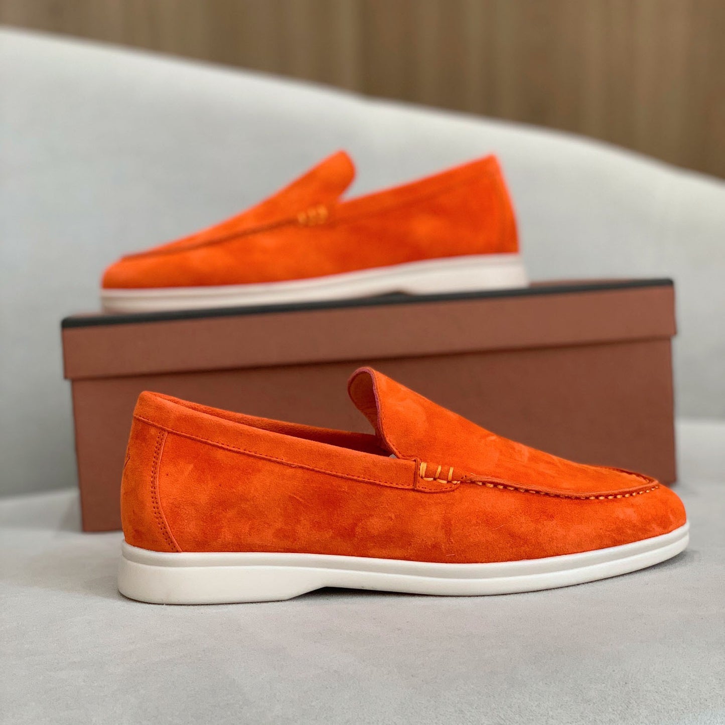 Women's & Men's Beef Tendon Soft Bottom Slip-on Suede Loafers