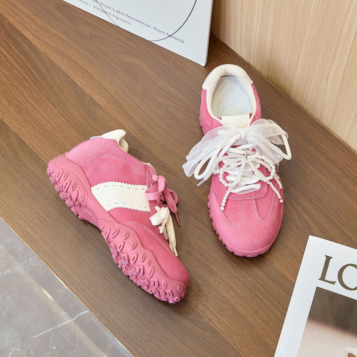 Mercerized Pearl Lace Mandarin Duck Shoelace Sports Invisible Women's Casual Shoes