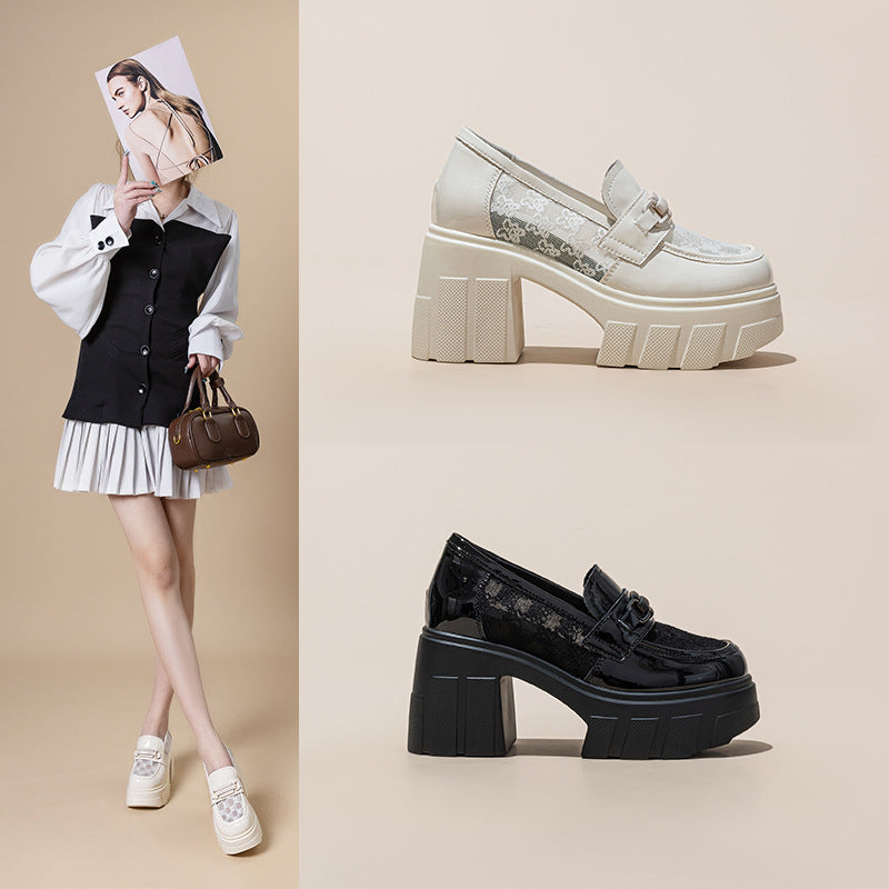 Women's Spring Breathable Mesh Preppy Style Height Increasing Women's Fashion Shoes