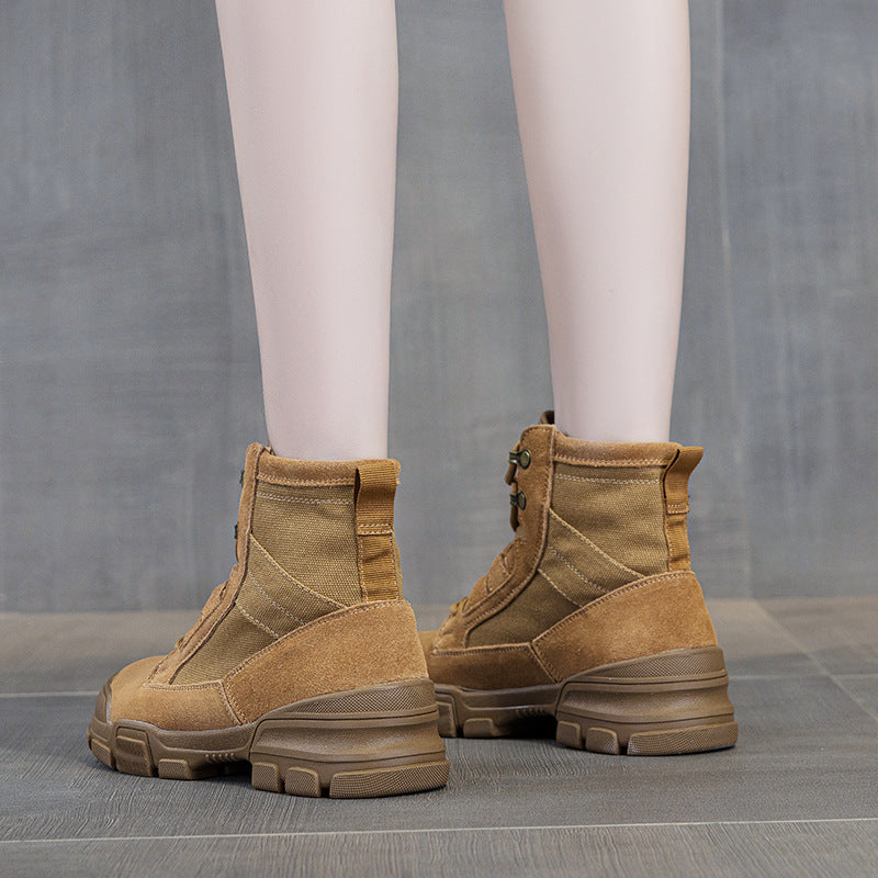 Women's Fashion Winter Versatile Short British Style Women's Leather Boots