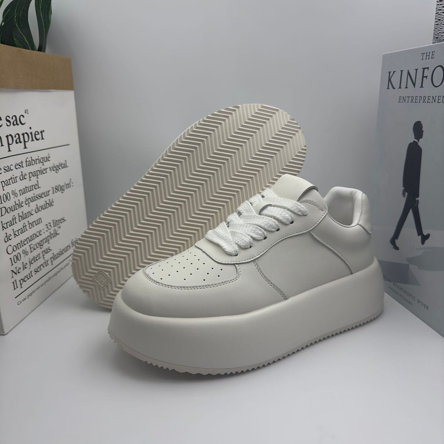 Men's Platform White Height Increasing Sports Korean Style Men's Board Shoes