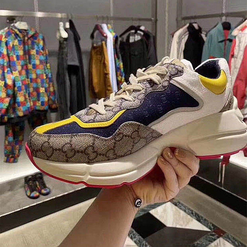 Women's & Men's Home Color Matching Printed Thick Bottom Height Increasing Sneakers