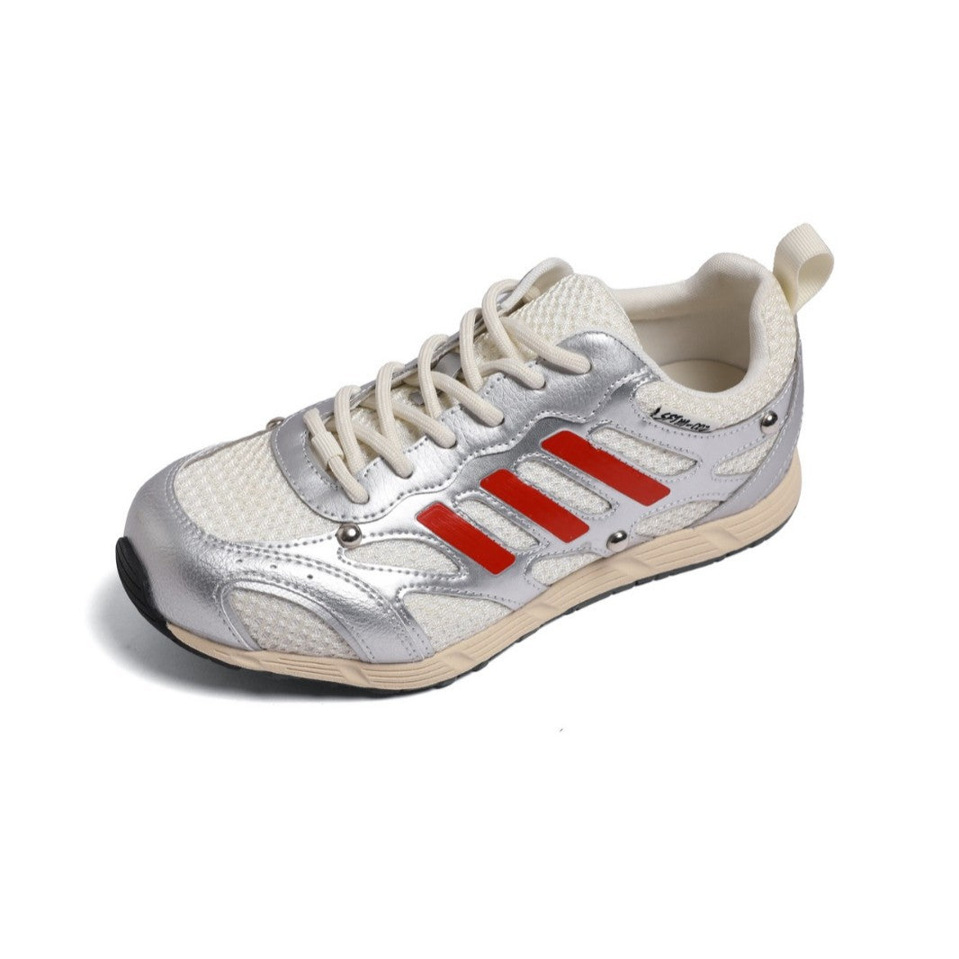 Women's Mesh Color Matching German Training Spring Round Toe Rivet Women's Sports Shoes
