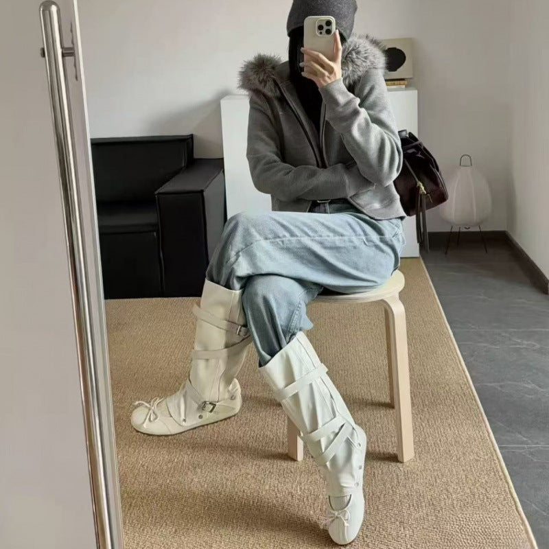 Women's Invisible Elevated Korean Style Detachable Two-way Pile Women's Leather Boots