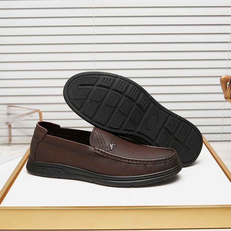 Men's Lightweight Comfortable Small Milled Cowhide Autumn Slip-on Men's Casual Shoes