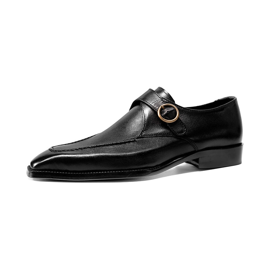 Men's Korean Trendy Formal Wear Cowhide Square Toe Men's Business Leather Shoes