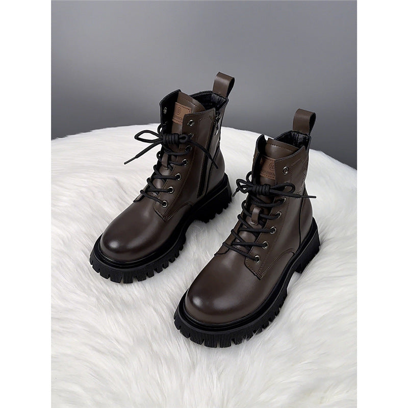 Women's Martin British Style Trendy Platform Ankle Women's Leather Boots