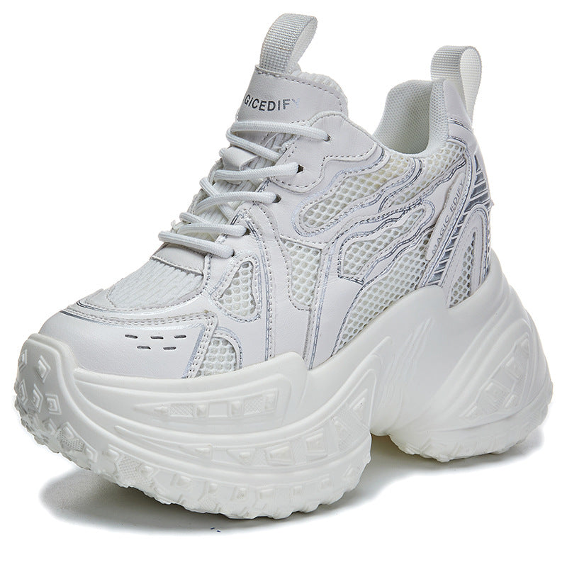 Women's Breathable Clunky Platform Mesh Surface Small Sneakers