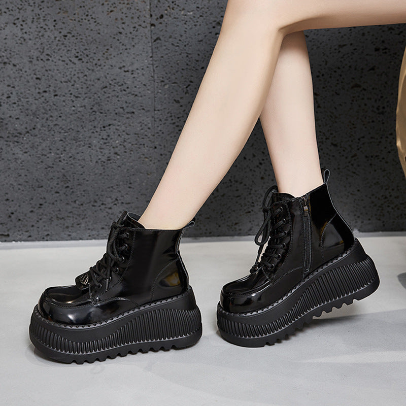 Women's Platform Martin Muffin Height Increasing Insole Small British Boots