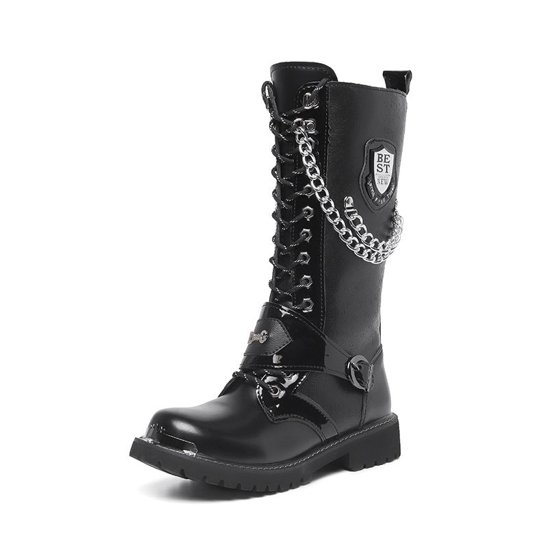 Men's Style Hight Increasing Martin Denim Motorcycle Boots