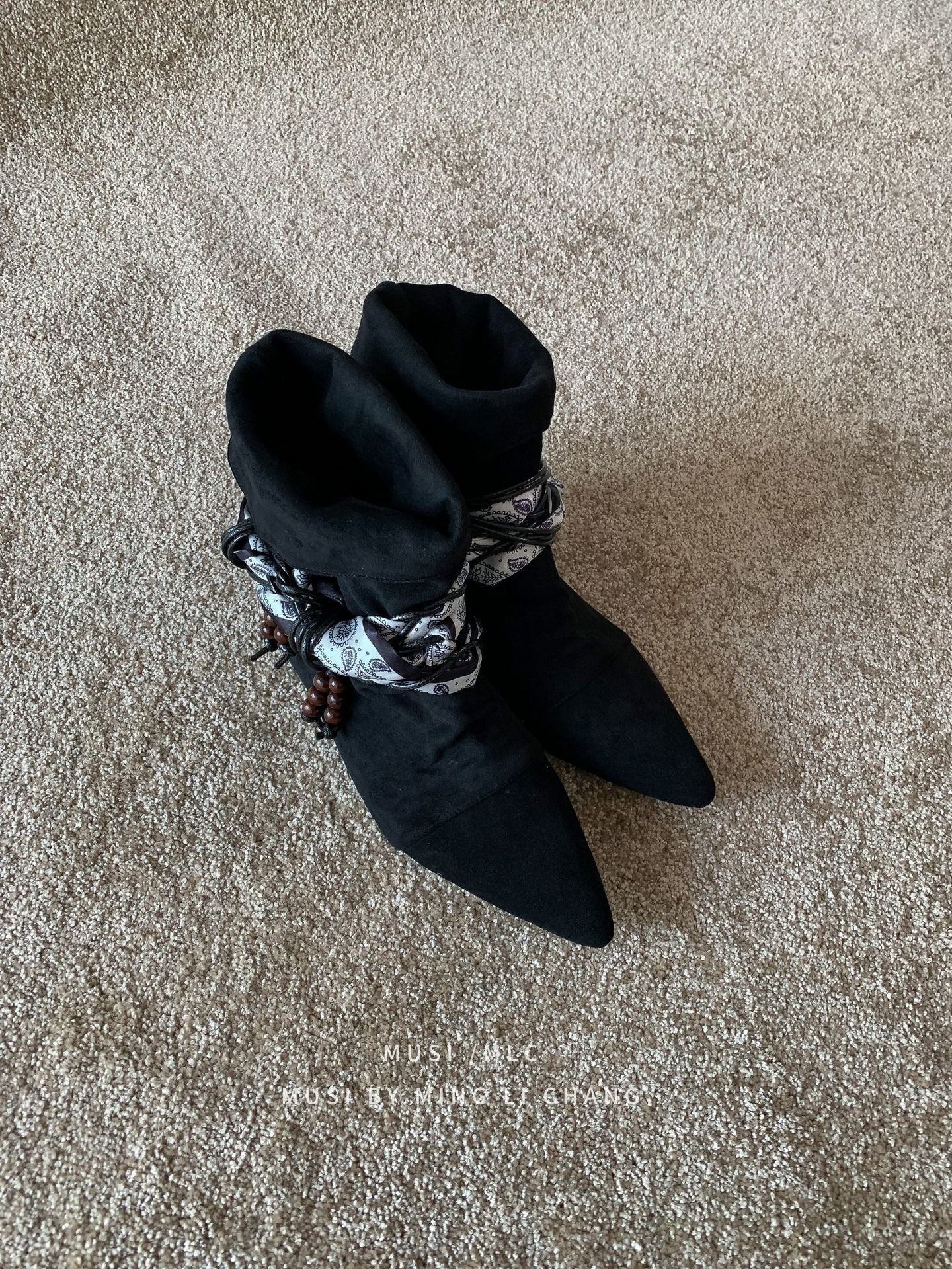 Women's Waste Soil Fashion Desert Tassel Knee-high Retro Knitted Belt Pointed Women's Leather Boots