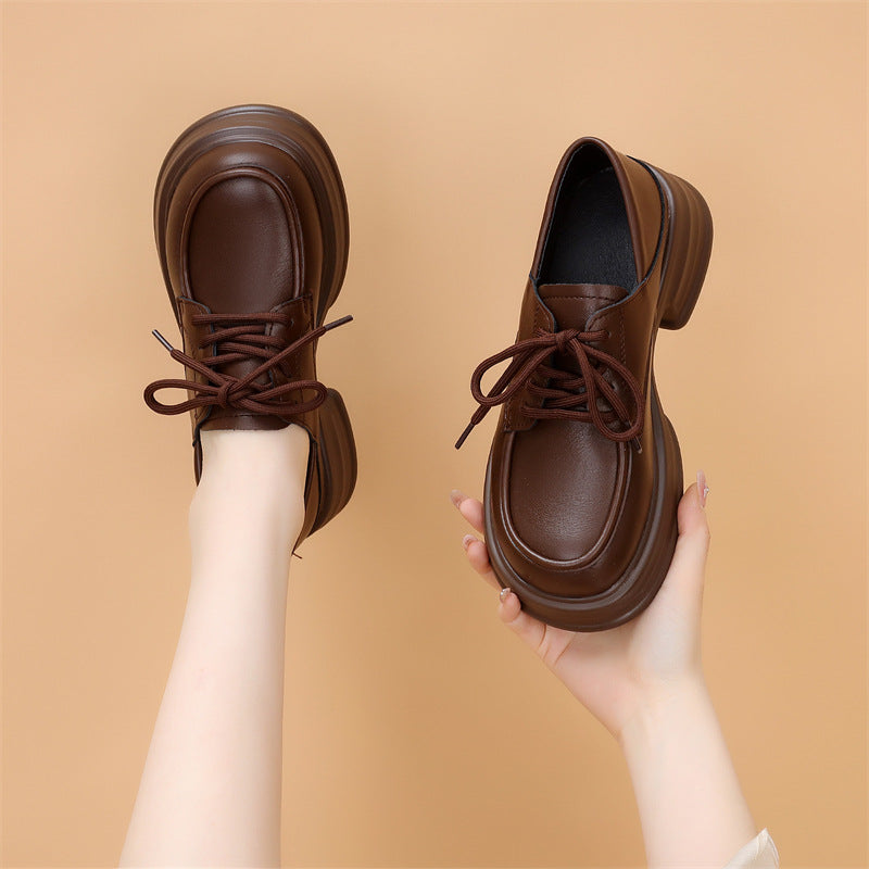 Women's Brown Retro Spring Thick-soled Two-way Thin Small Women's Fashion Shoes