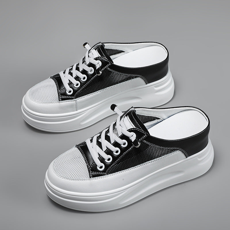 Women's White Campus Height Increasing Black Small Casual Shoes