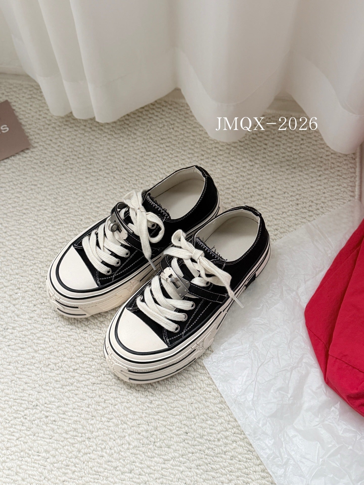 Women's Black Spring Thin Thick Bottom Increased Korean Style Women's Board Shoes