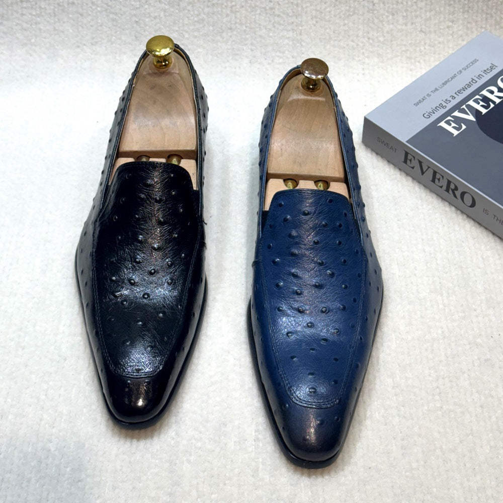 Trend Ostrich Grain One Pedal Business Light Loafers/doug Shoes