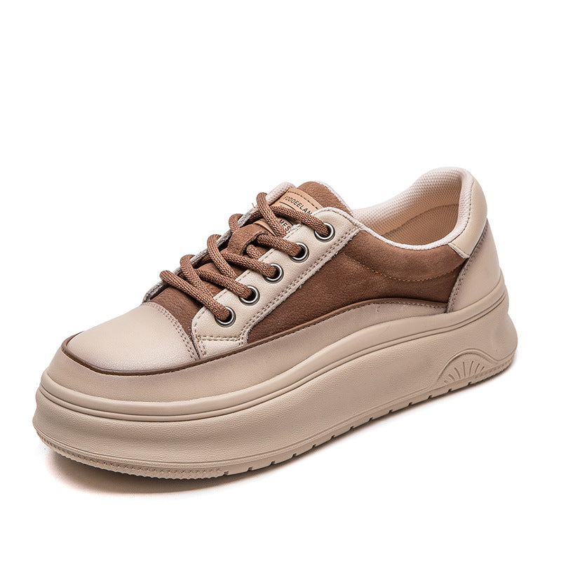 Women's Layer Cowhide Polished White Style Comfortable Women's Casual Shoes