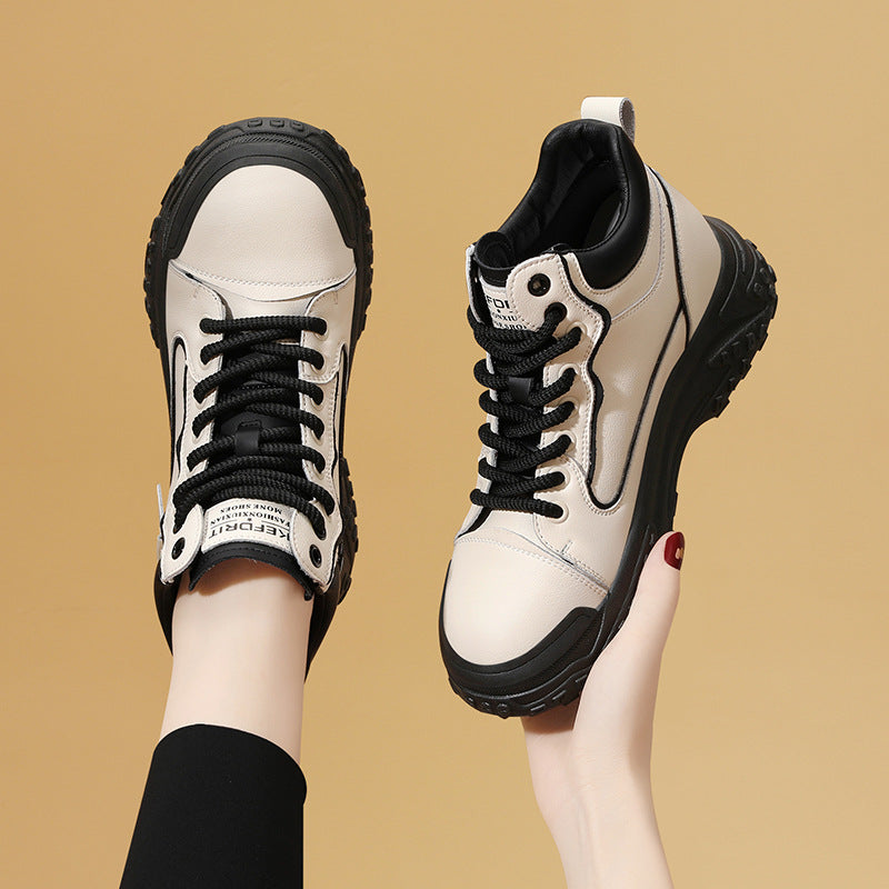 Increasing Insole Small White Platform Daddy Boots