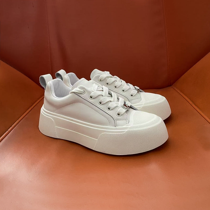 Women's Summer White Thick Bottom Breathable Genuine Women's Casual Shoes