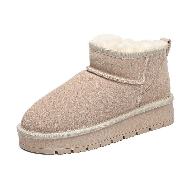 Women's Winter Thick-soled Sheepskin Fur Fleece Lined Snow Boots