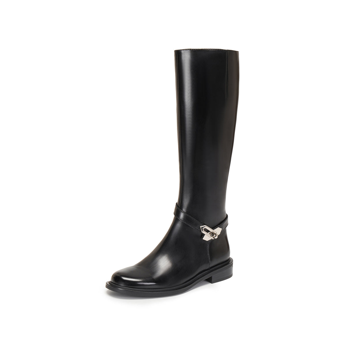 Women's Knight Movement Black Below The Knee Side Zipper Boots