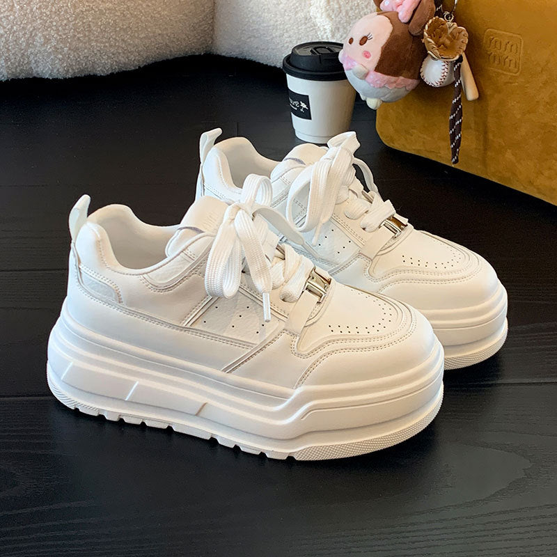 Women's Height Increasing Genuine Platform White Spring Women's Casual Shoes
