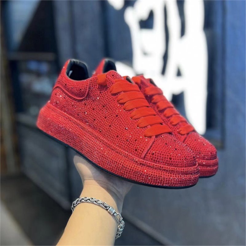 Men's Rhinestone Skate Pure Color Trendy Lace Men's Board Shoes
