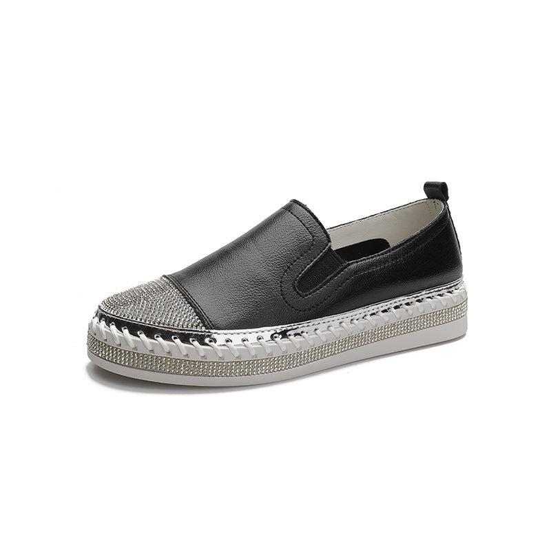Slip-on Platform Lazy Cowhide Easy Wear Flat Women's Casual Shoes