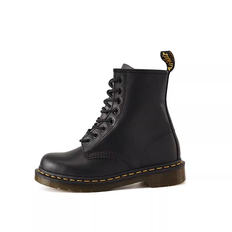 Black Classic Martin British Style Hard Unisex Short Glossy Boots