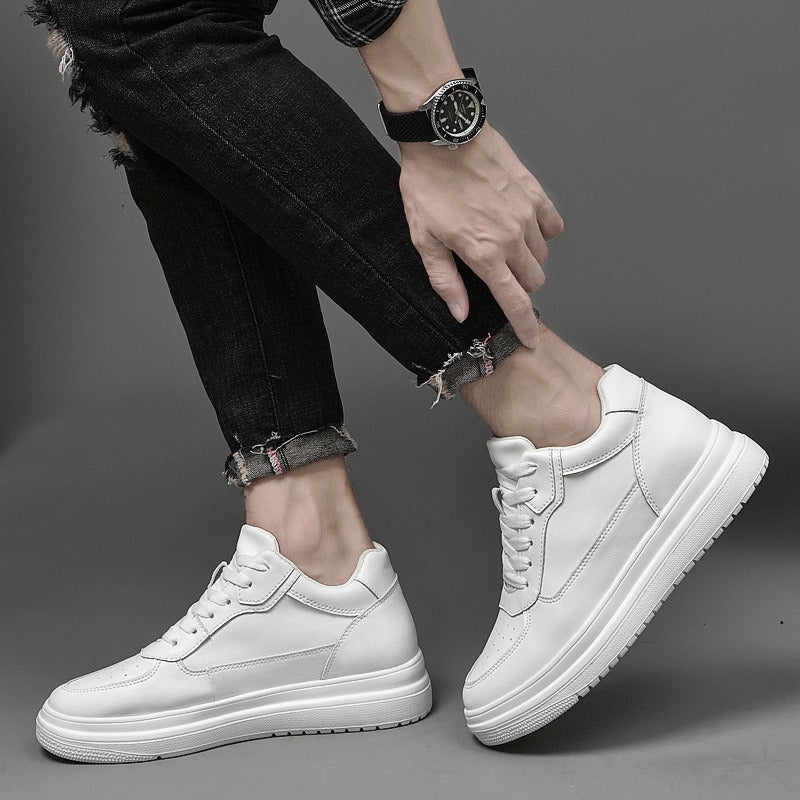 Men's Spring Inner Height Increasing Invisible White Men's Board Shoes