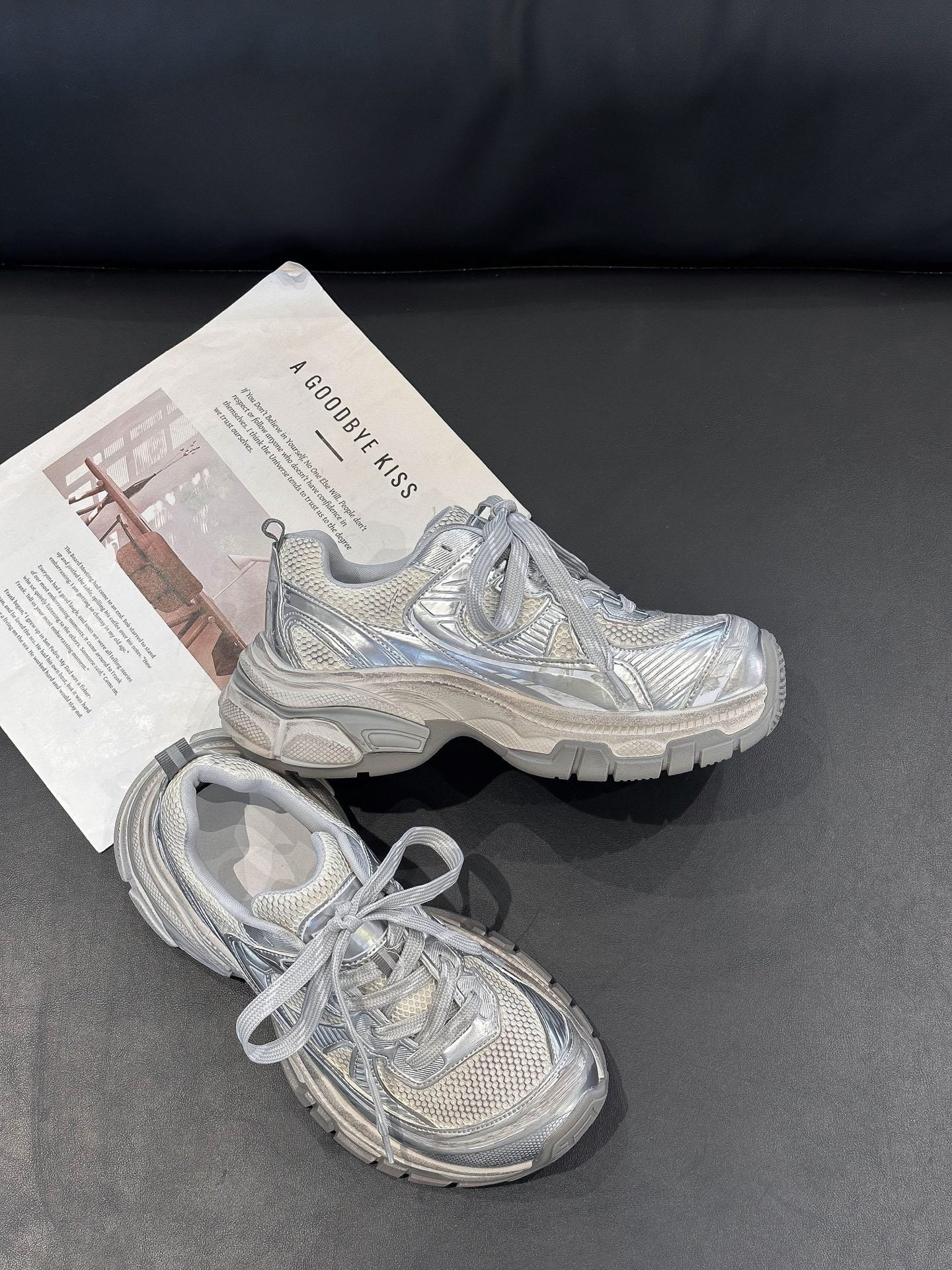 Women's Dad Lace Color Block Versatile Trendy Women's Sports Shoes
