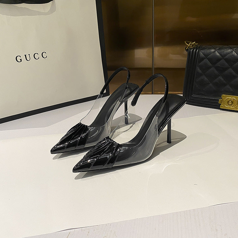 Women's High Stiletto Temperament Commute Style Pointed Toe Closed Back Empty Women's Fashion Shoes