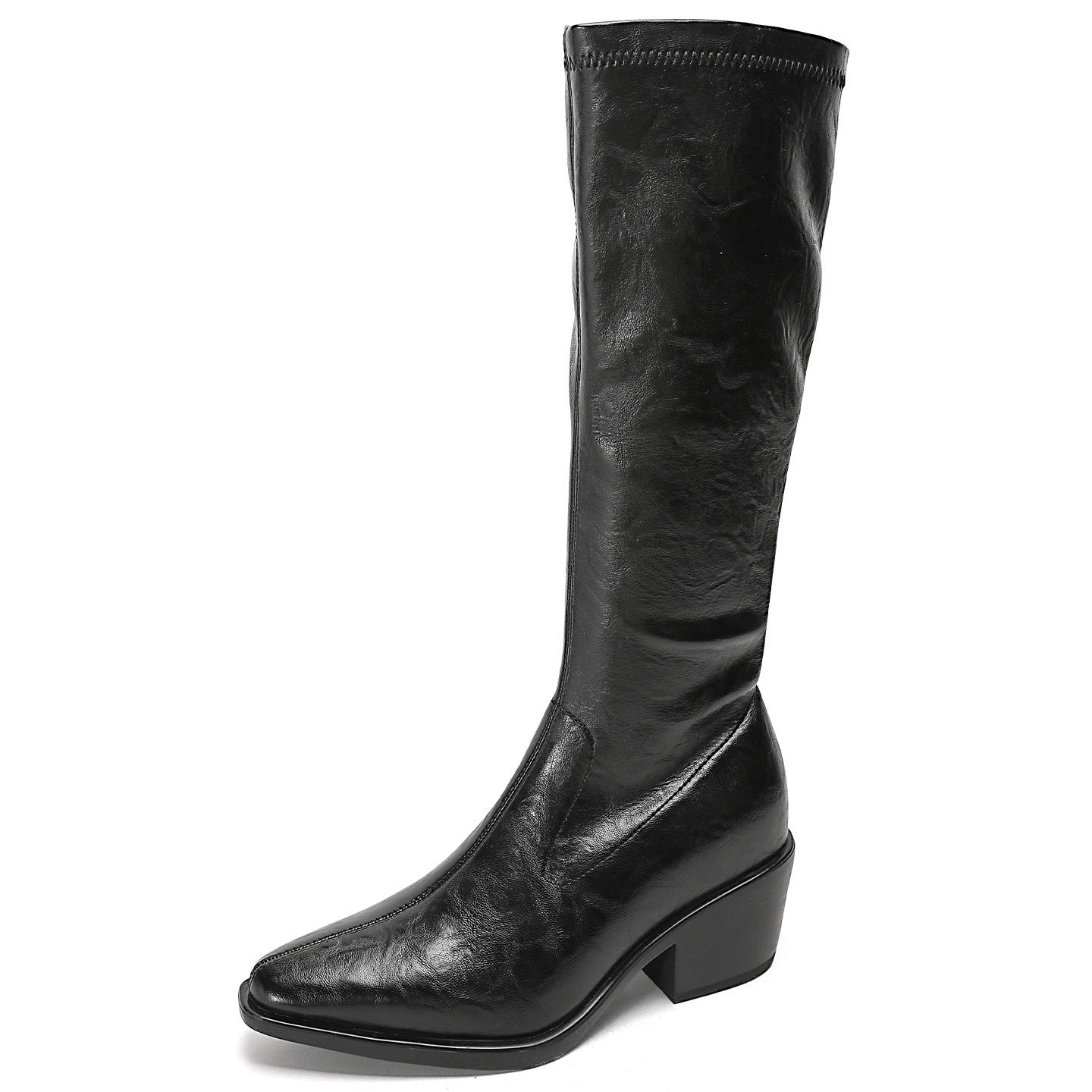 Women's Pointed Toe Long Height Increasing Insole Knight Women's Leather Boots