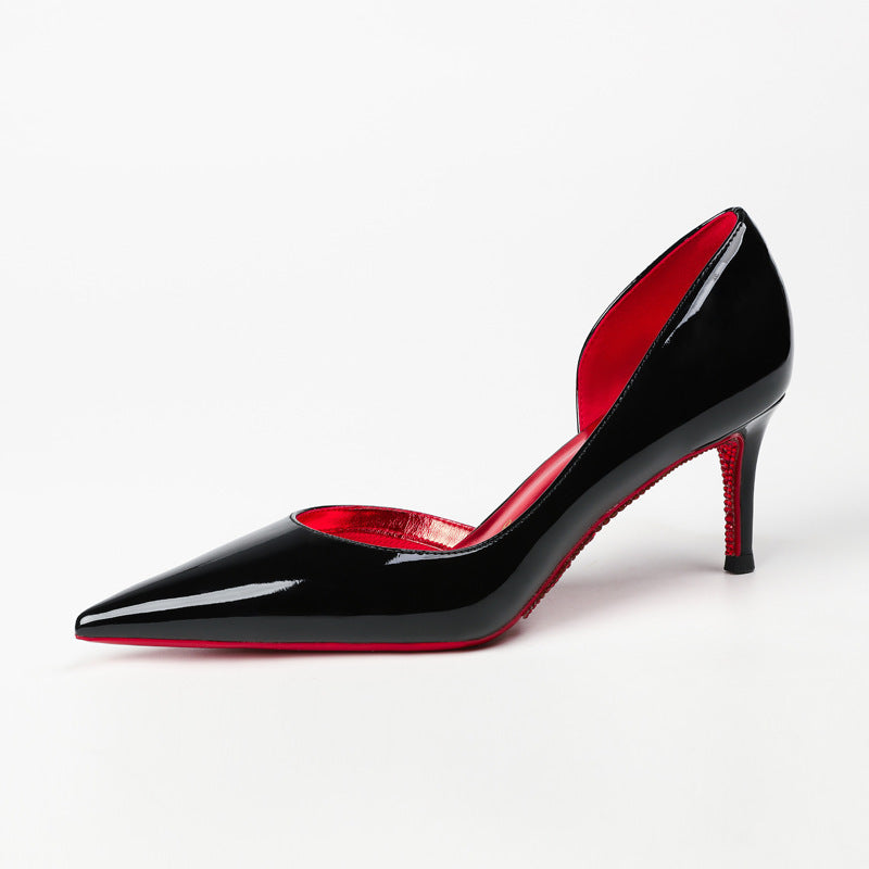 Air Cotton Side Empty Pointed Red High Sexy Temperament Shallow Women's Fashion Shoes
