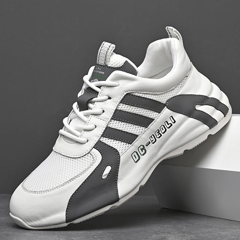 Men's Spring Cowhide Light Luxury Bottom Sports Platform Height Increasing Sneakers