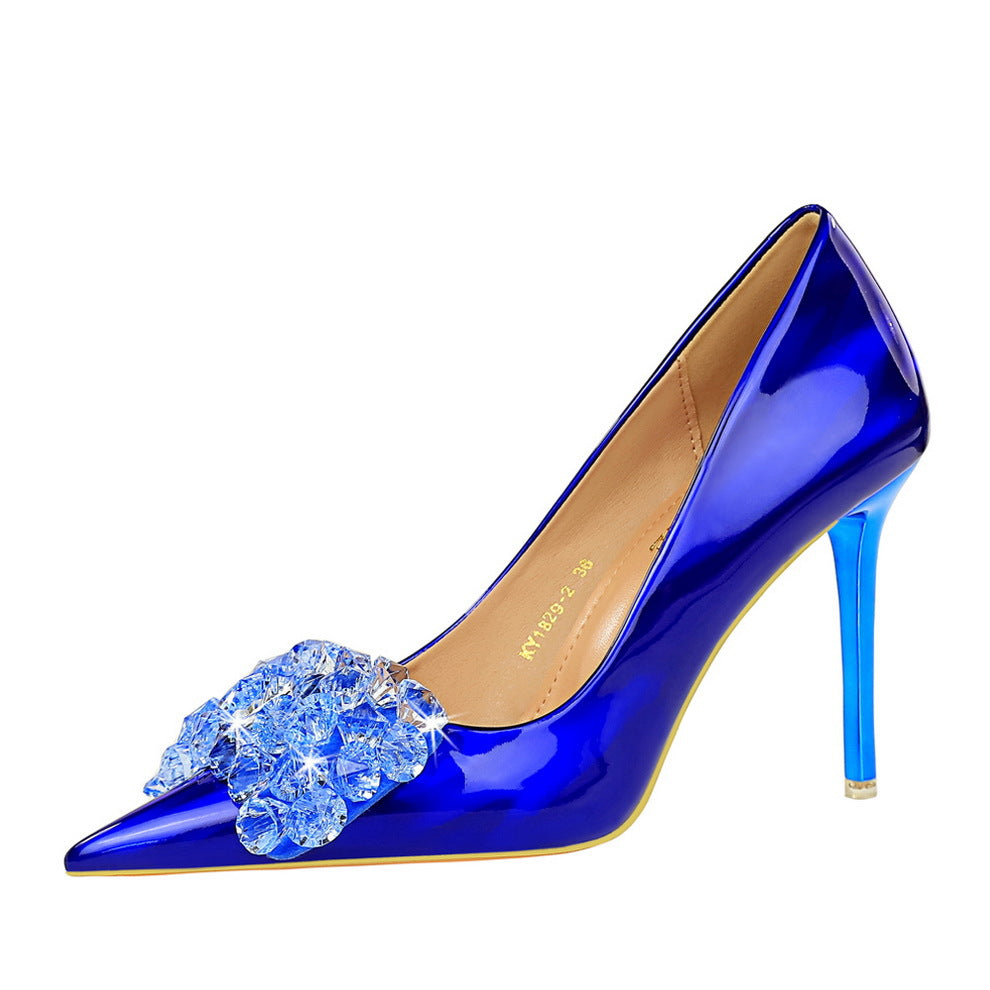 Women's Banquet High Stiletto Low-cut Pointed Crystal Women's Shoes