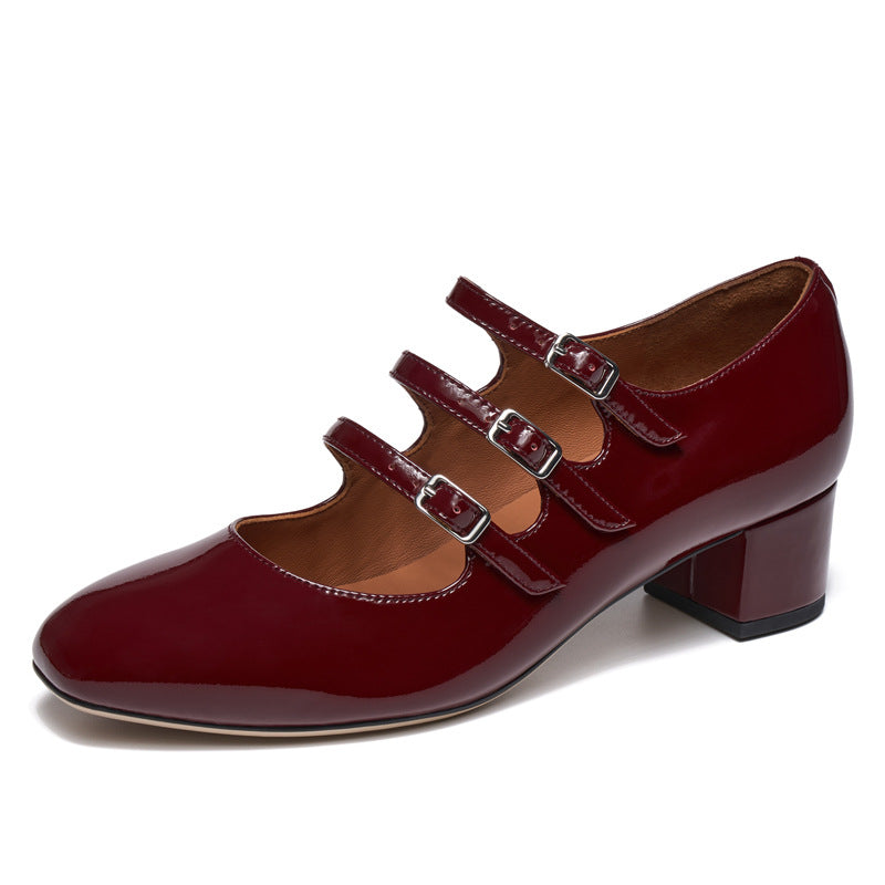 Women's & Men's Hull Buckle Mary Jane Chunky Low-cut Men's Shoes