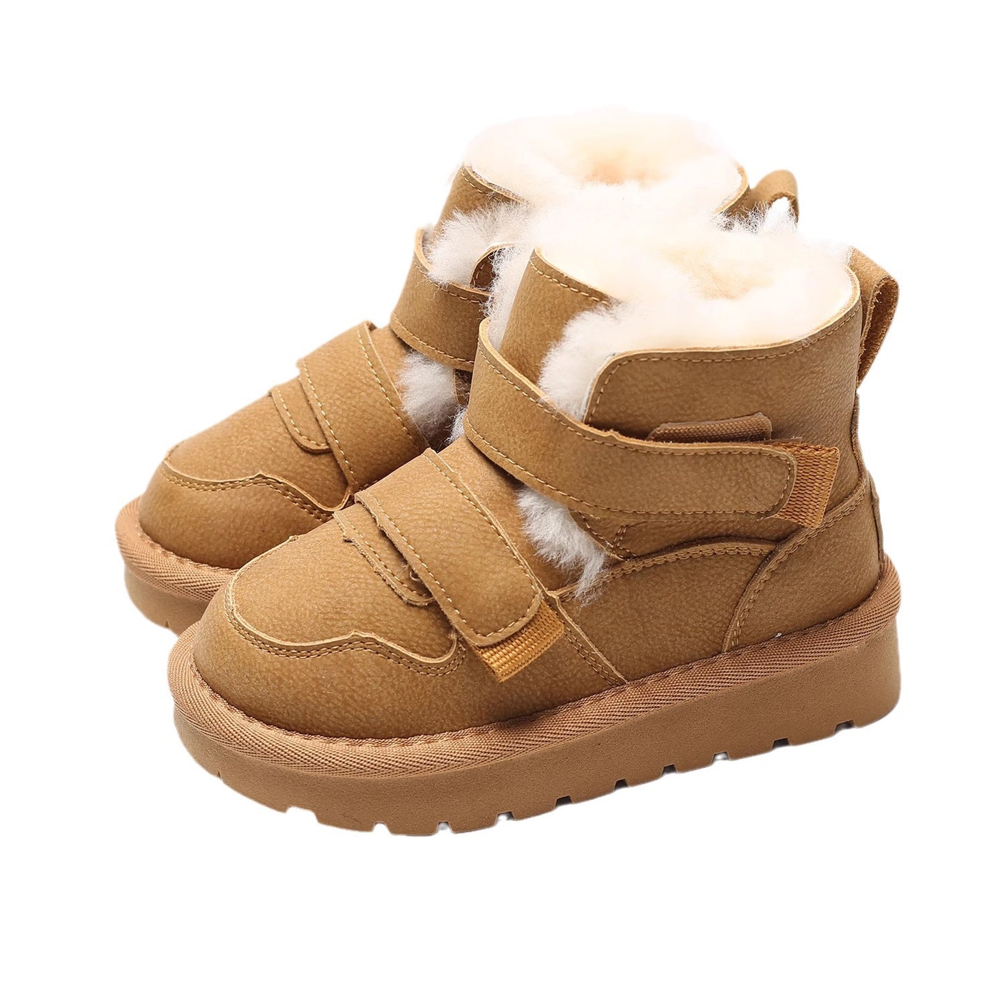 Children's Fur Integrated Fleece-lined Thickened Boys Big Kid's Snow Boots