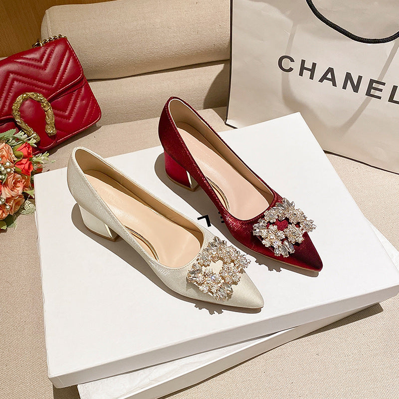 Large Size Fat Feet Wide Chunky Mom Red Wedding Women's Fashion Shoes