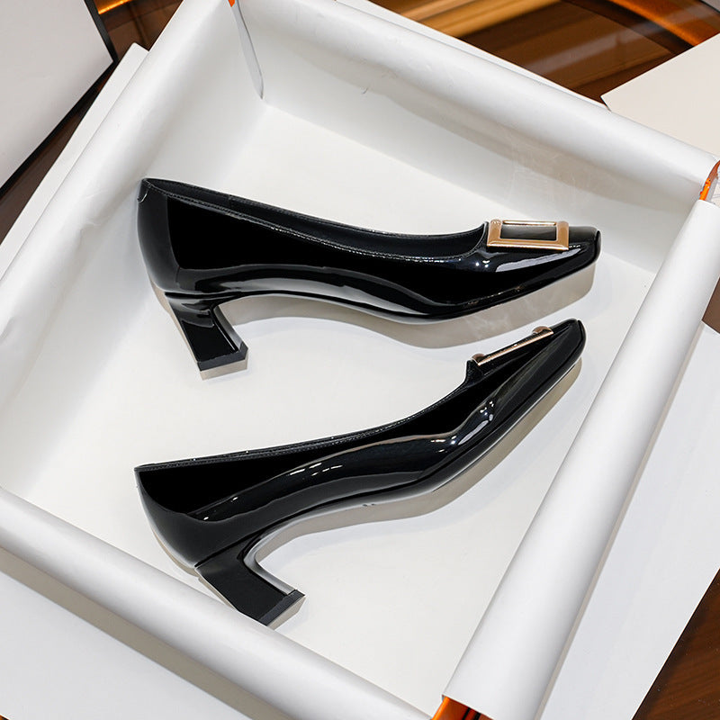 Women's Buckle Mid Spring French Style Vintage Women's Fashion Shoes