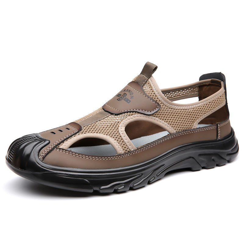 Men's Summer Breathable Closed Toe Hollow Mesh Surface Hole Outdoor Sandals