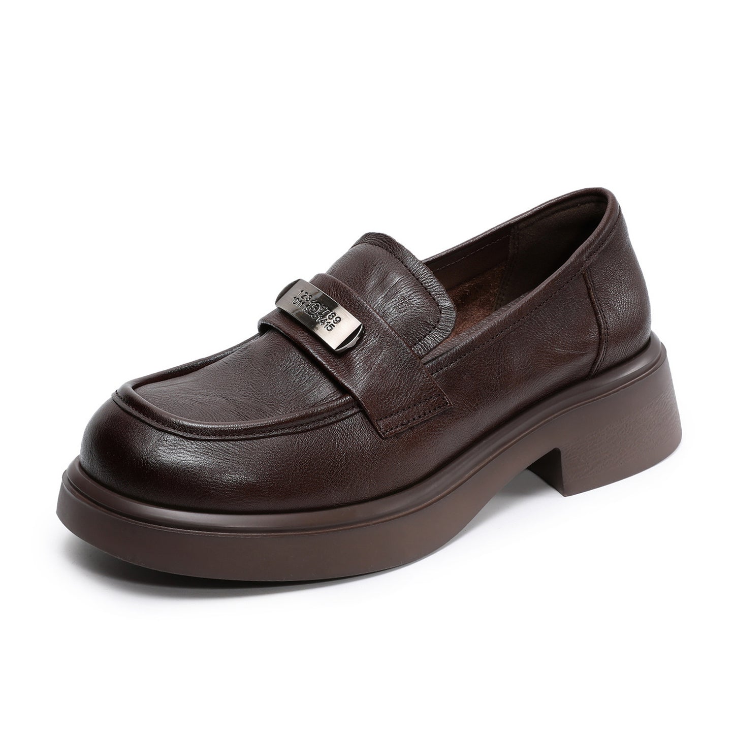 Women's Spring First Layer Cowhide Retro College Style Pumps Slip-on Loafers