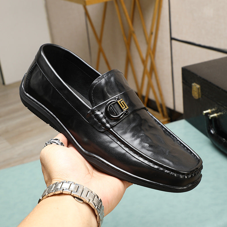 Men's Clutch Pattern Cowhide Spring Slip-on Comfortable Flat Loafers/doug Shoes