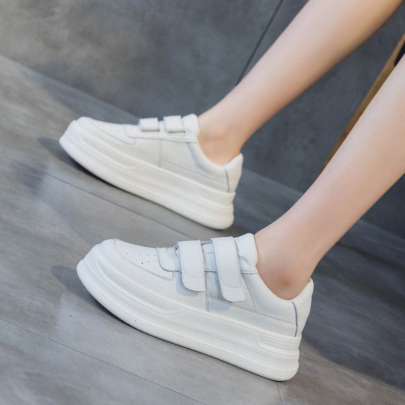 Women's White Spring Thick-soled Height Increasing Insole Fashionable Classic Women's Casual Shoes