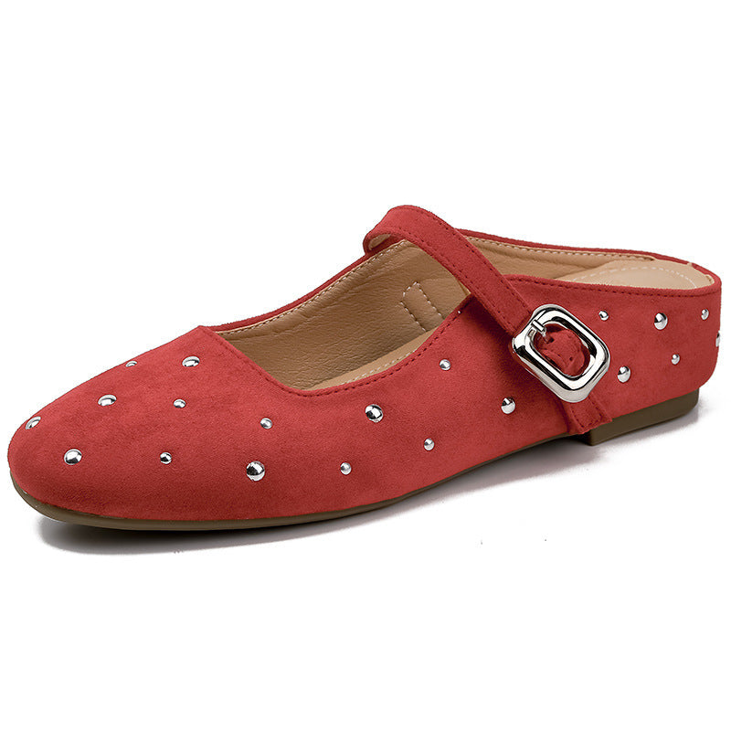 Women's Style Rivet Square Toe Mary Jane Soft Bottom Sandals